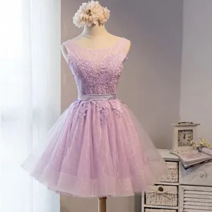 Lovely Lilac Lace Short Homecoming Prom Dresses, Affordable Short Party Prom Sweet 16 Dresses, Perfect Homecoming Cocktail Dresses, CM373