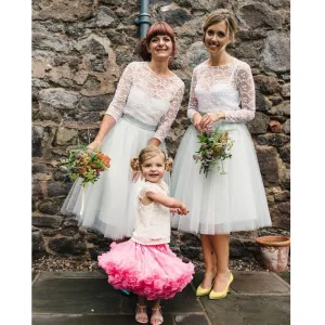Lovely Long Sleeves Cheap Tulle Short Bridesmaid Dresses, BG51295