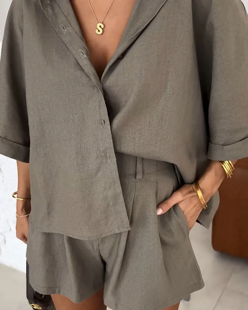 Lucy | Daily Casual Loose Blouse And Shorts Set