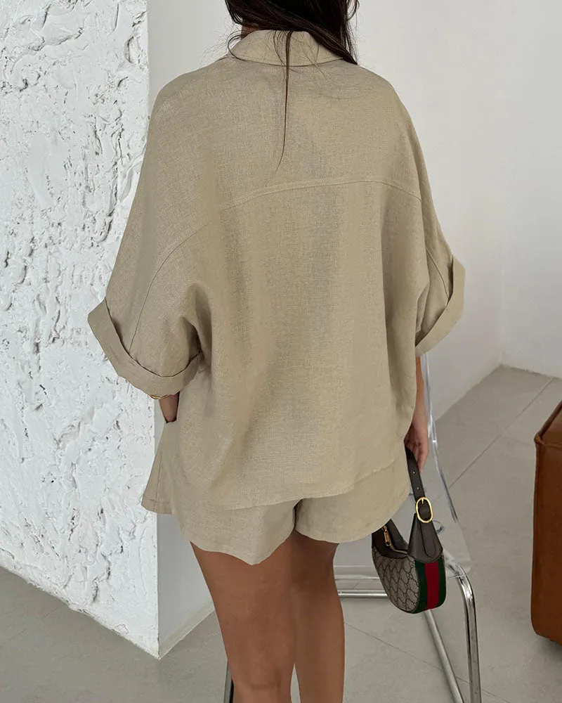 Lucy | Daily Casual Loose Blouse And Shorts Set