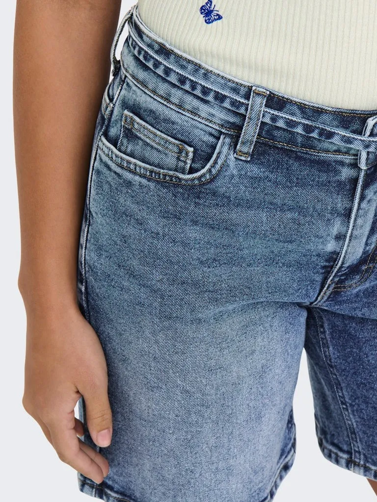 Lullu Tie Waist Long Denim Shorts