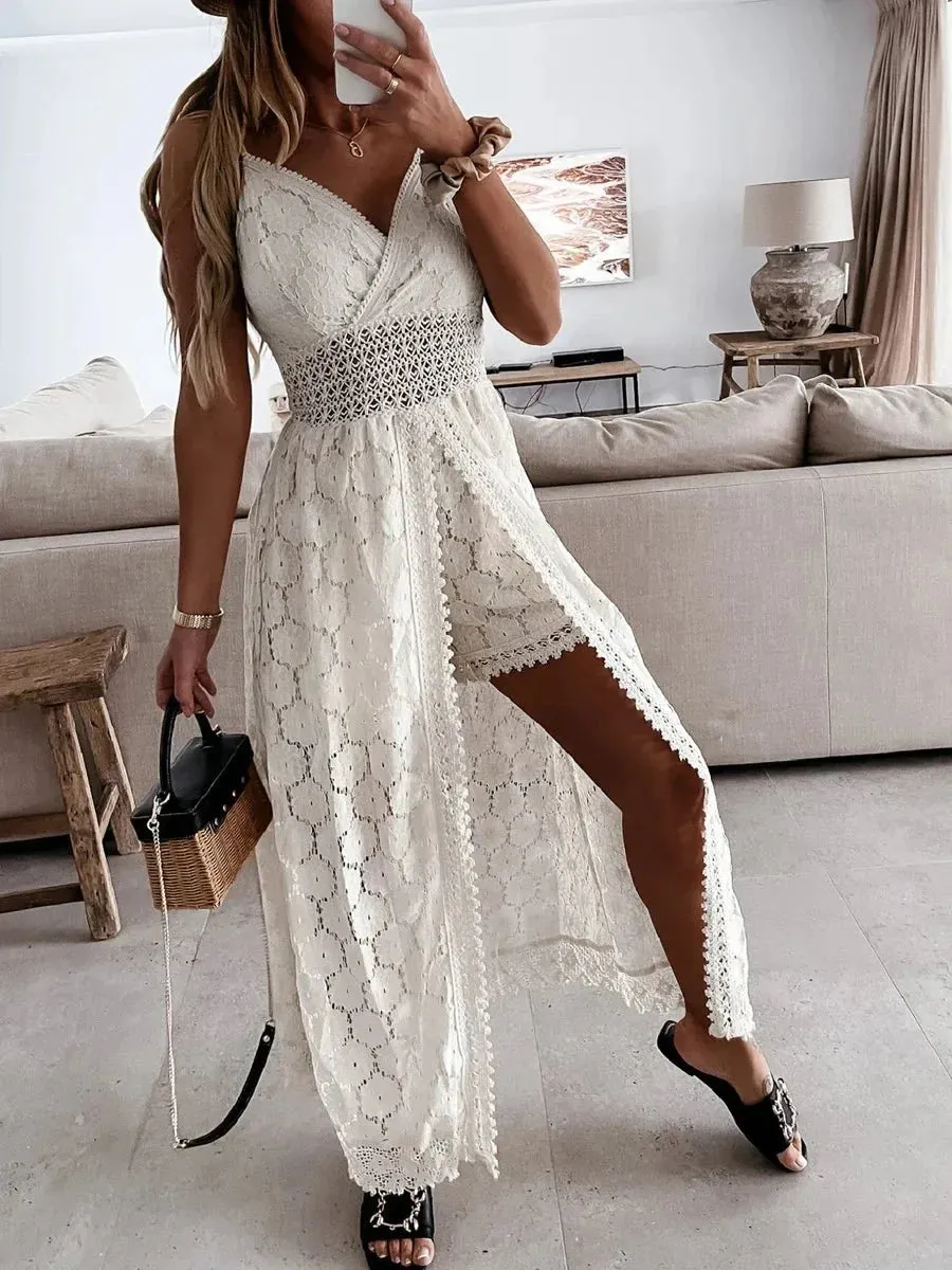 Lupita - Elegant Flower Design Woman's Beach Dress