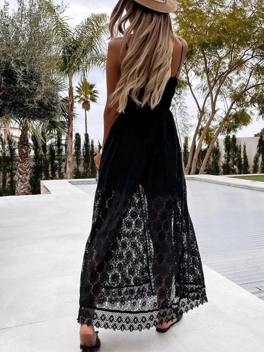 Lupita - Elegant Flower Design Woman's Beach Dress