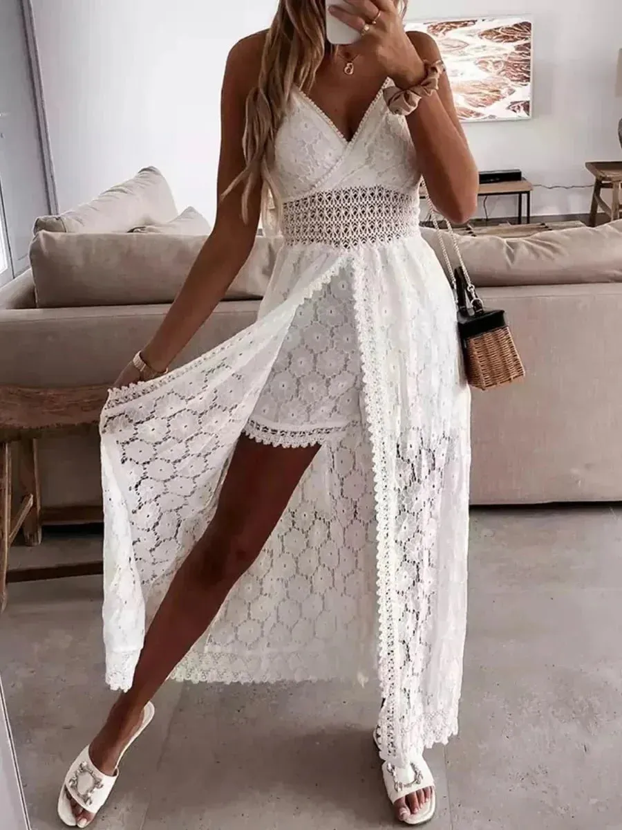 Lupita - Elegant Flower Design Woman's Beach Dress