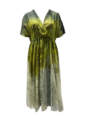 Marina Rinaldi Women's Green Dipinto Printed A Line Dress Size 18W/27 NWT