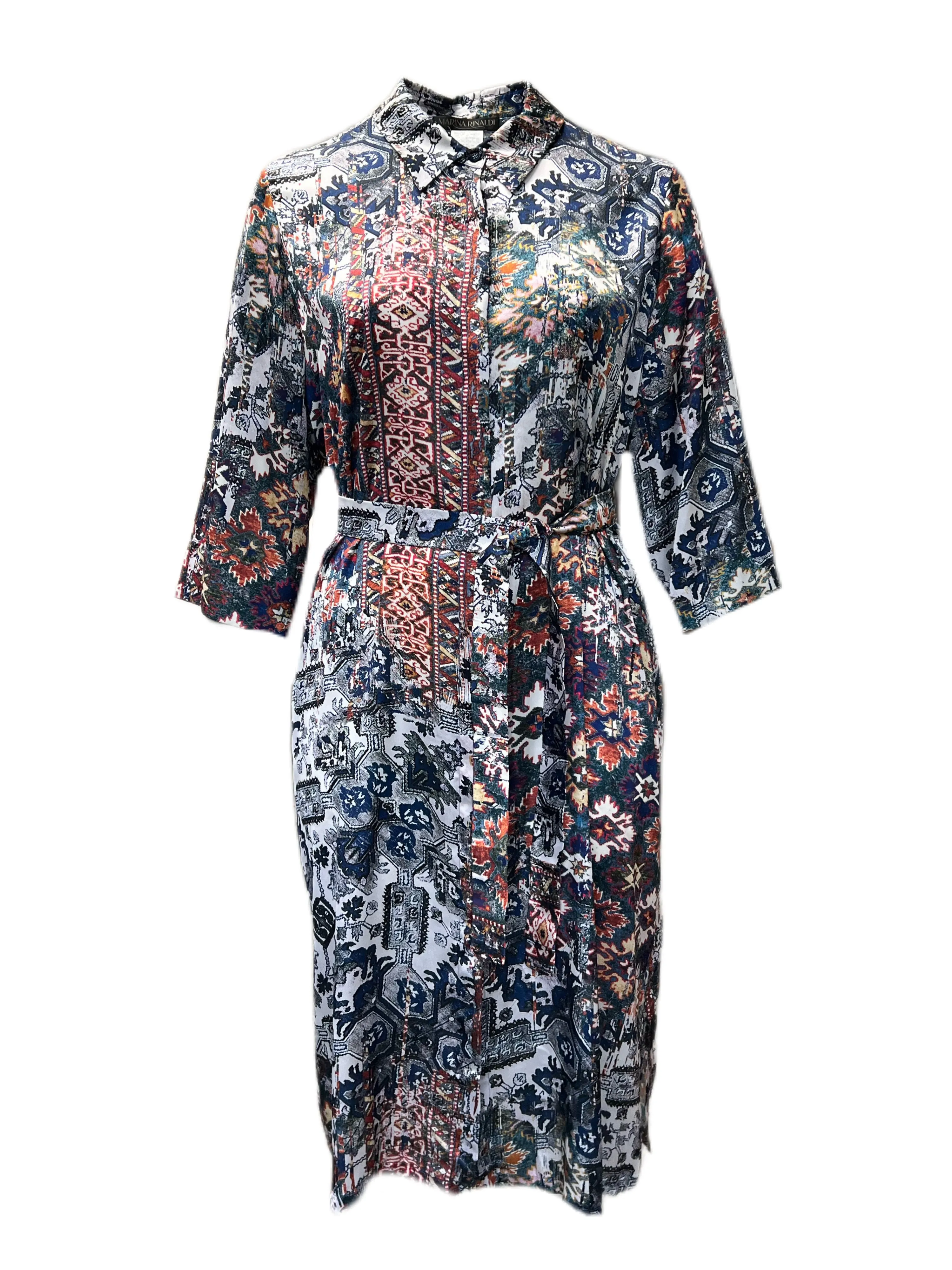 Marina Rinaldi Women's Multicoloured Davanti Button Down Shirt Dress Size 20W/29