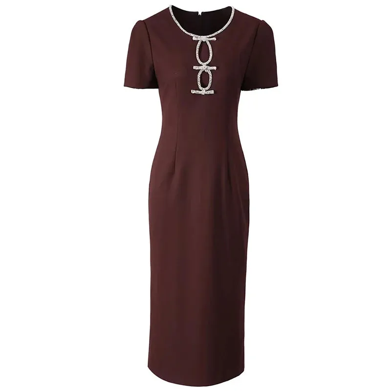 Maude O-Neck Short Sleeves Solid Color Elegant Party Dress