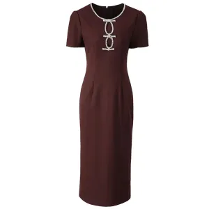 Maude O-Neck Short Sleeves Solid Color Elegant Party Dress