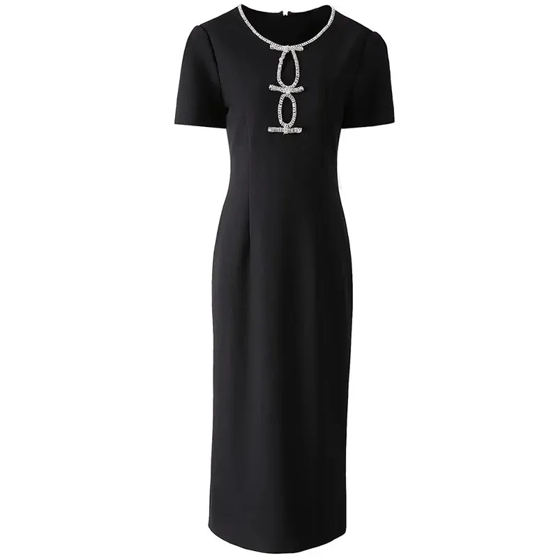 Maude O-Neck Short Sleeves Solid Color Elegant Party Dress