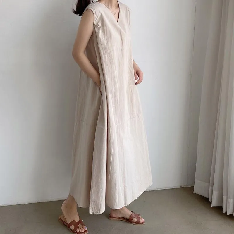Maxi Dresses Summer Back Single Breasted Women's Dress Sexy Sleevless Loose Female Robe Dress Plus Size Dresses