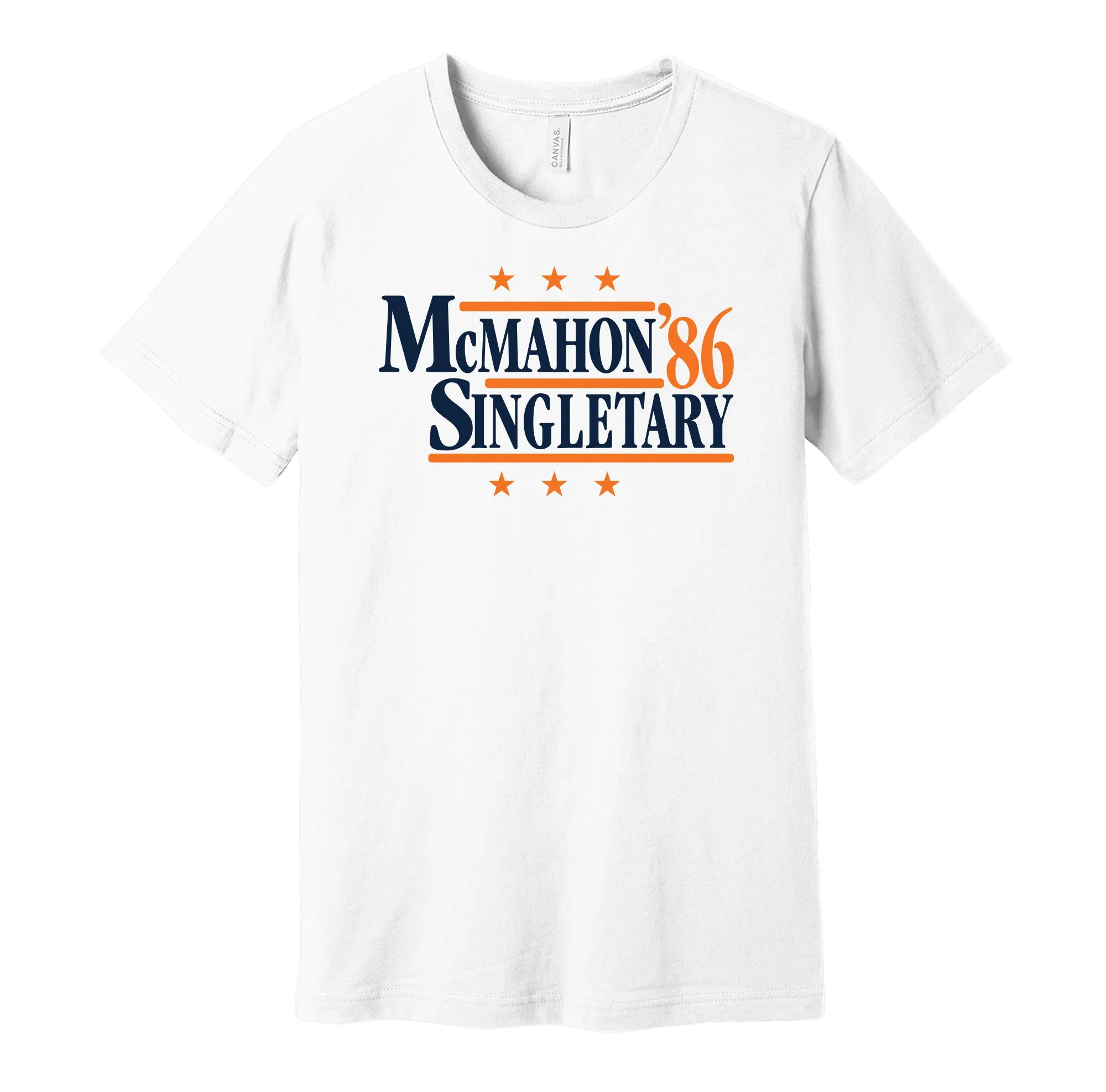 McMahon & Singletary '86 - Chicago Football Legends Political Campaign Parody T-Shirt - Hyper Than Hype Shirts