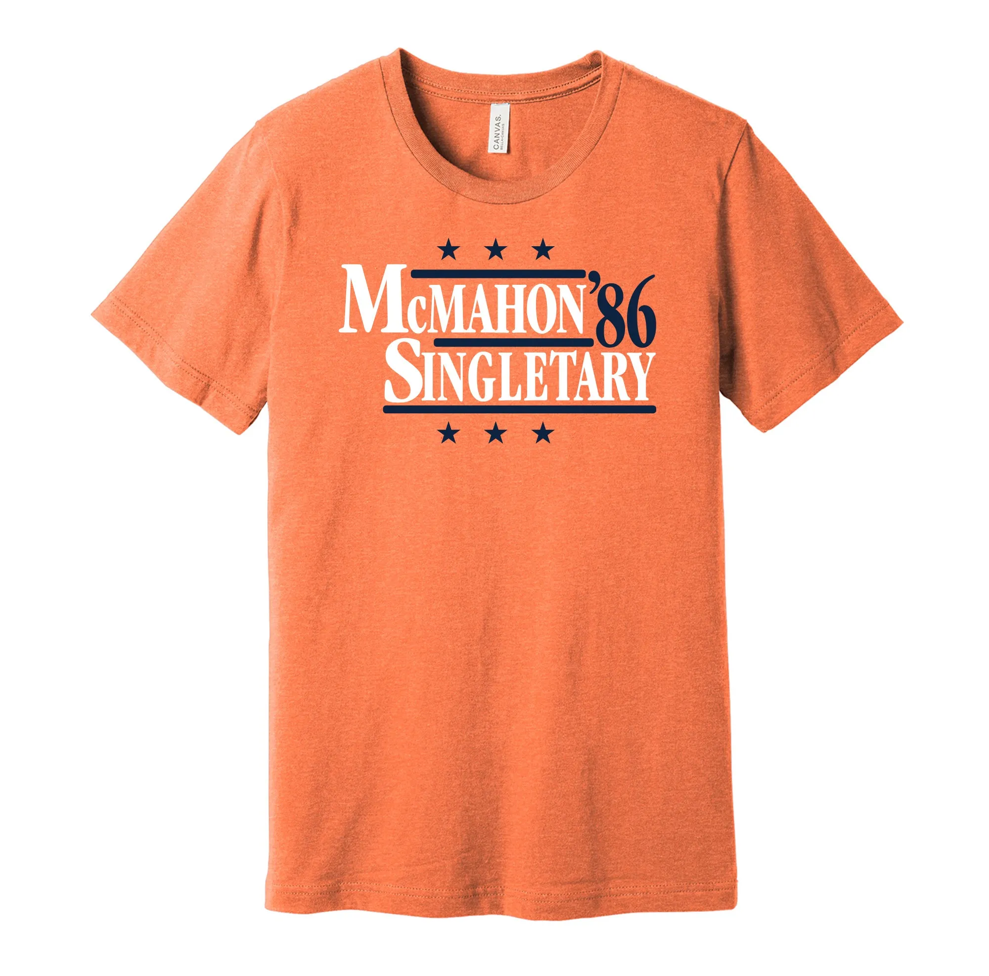 McMahon & Singletary '86 - Chicago Football Legends Political Campaign Parody T-Shirt - Hyper Than Hype Shirts