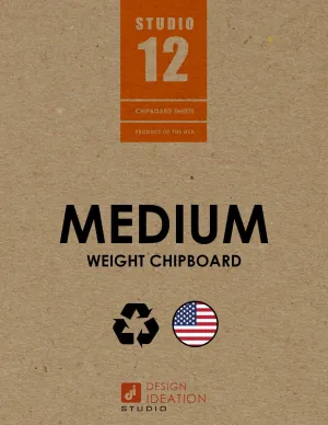 MEDIUM Chipboard Sheets. Economy Pack. STUDIO 12 brand. (9" x 12") (8 Sheets)