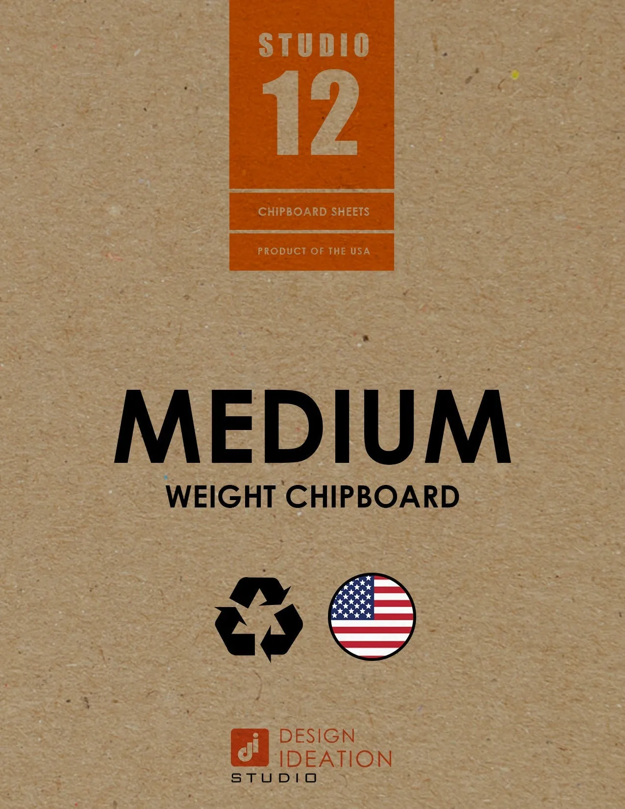 MEDIUM Chipboard Sheets. Economy Pack. STUDIO 12 brand. (9" x 12") (8 Sheets)
