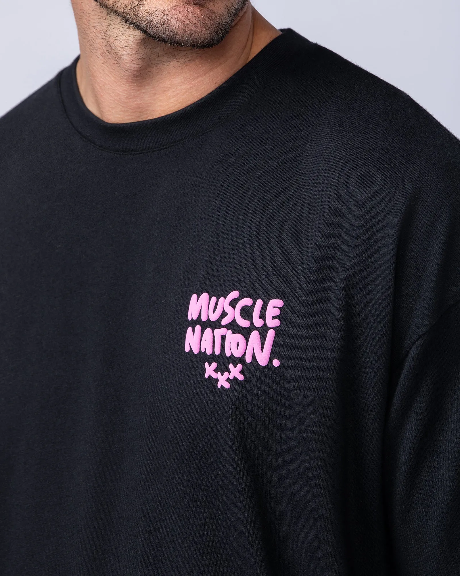 Mens Biggest Fan Oversized Tee - Black
