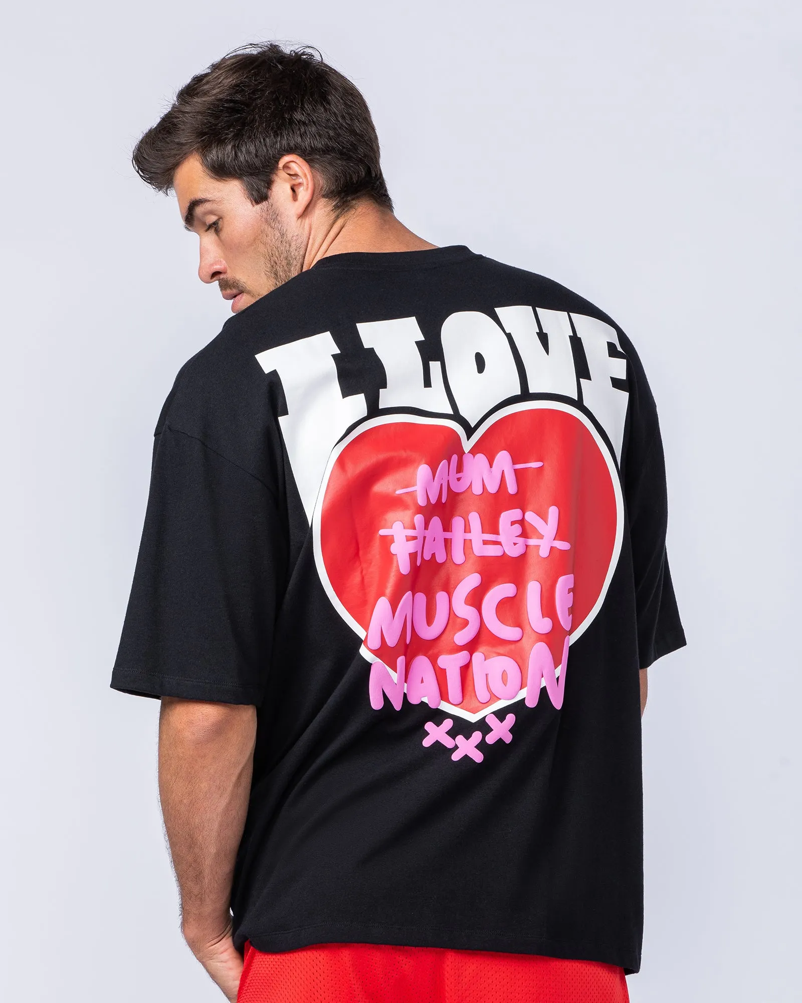 Mens Biggest Fan Oversized Tee - Black