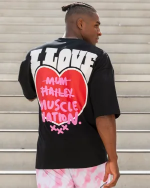 Mens Biggest Fan Oversized Tee - Black