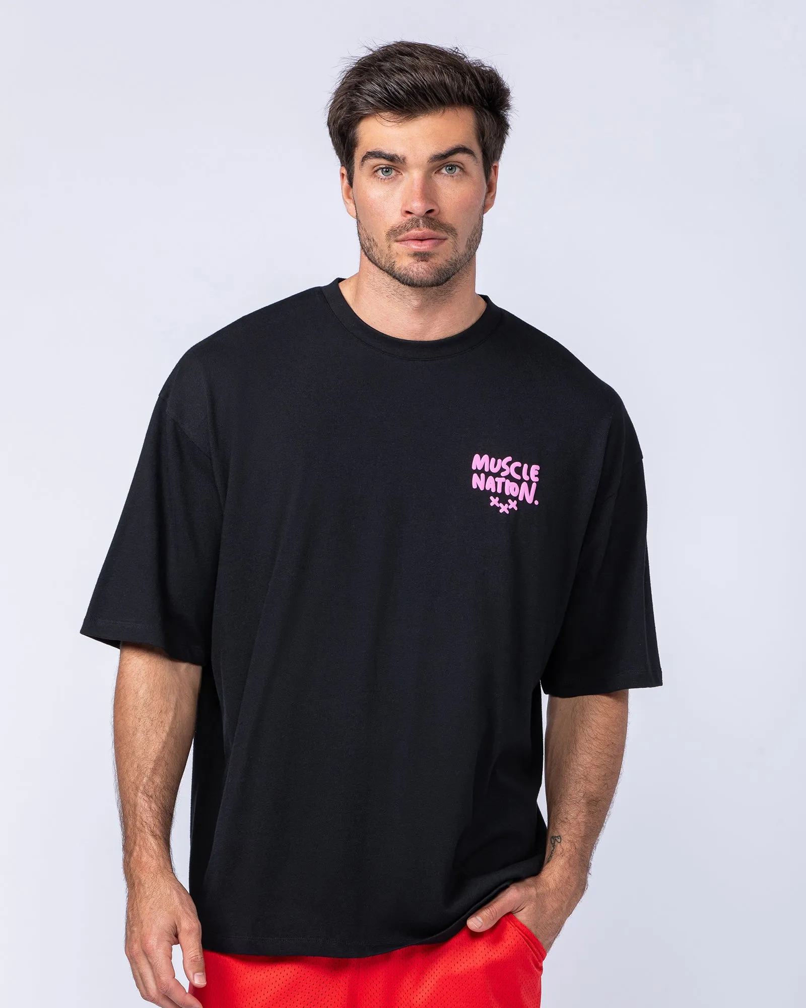 Mens Biggest Fan Oversized Tee - Black