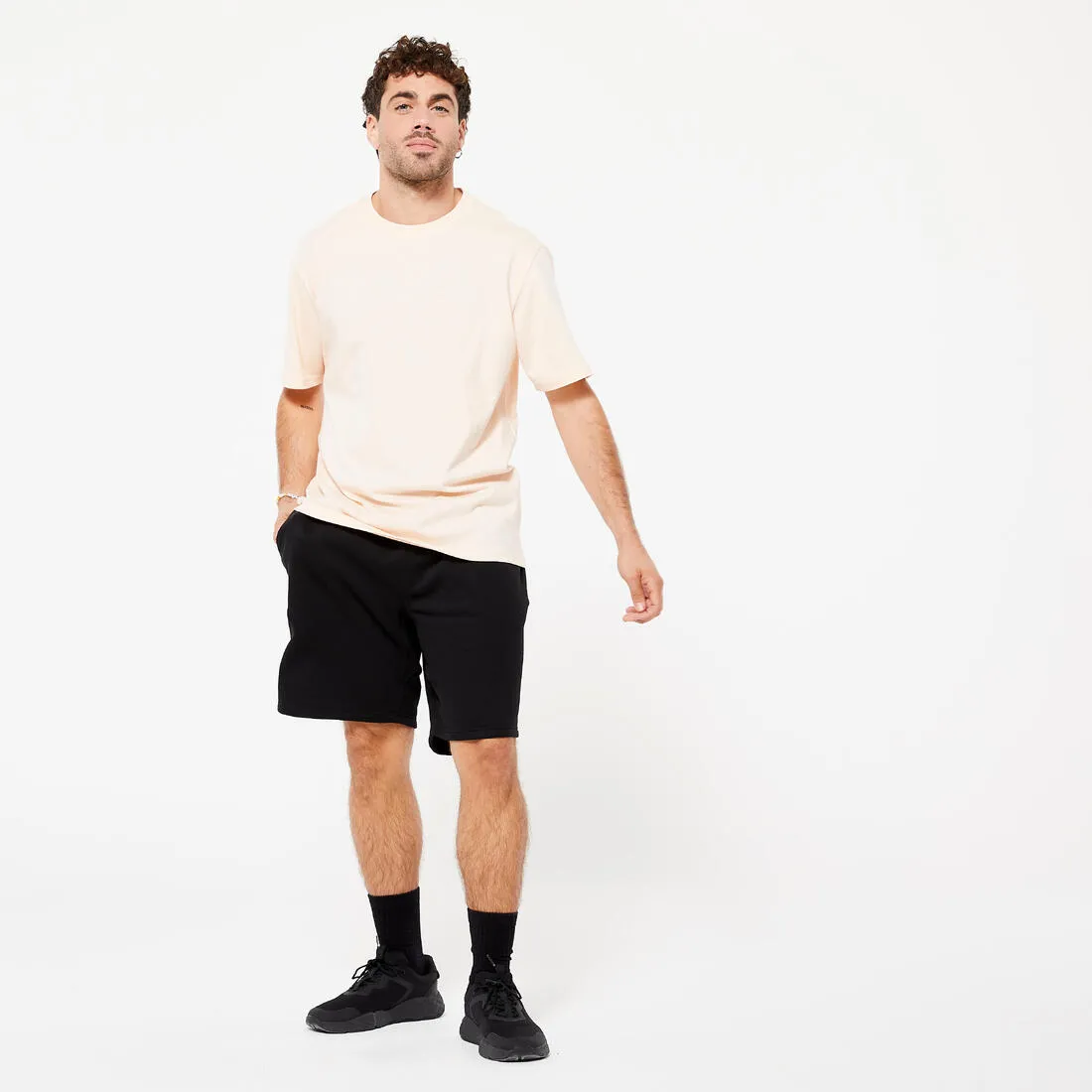 Men's Fitness T-Shirt 500 Essentials - Pale