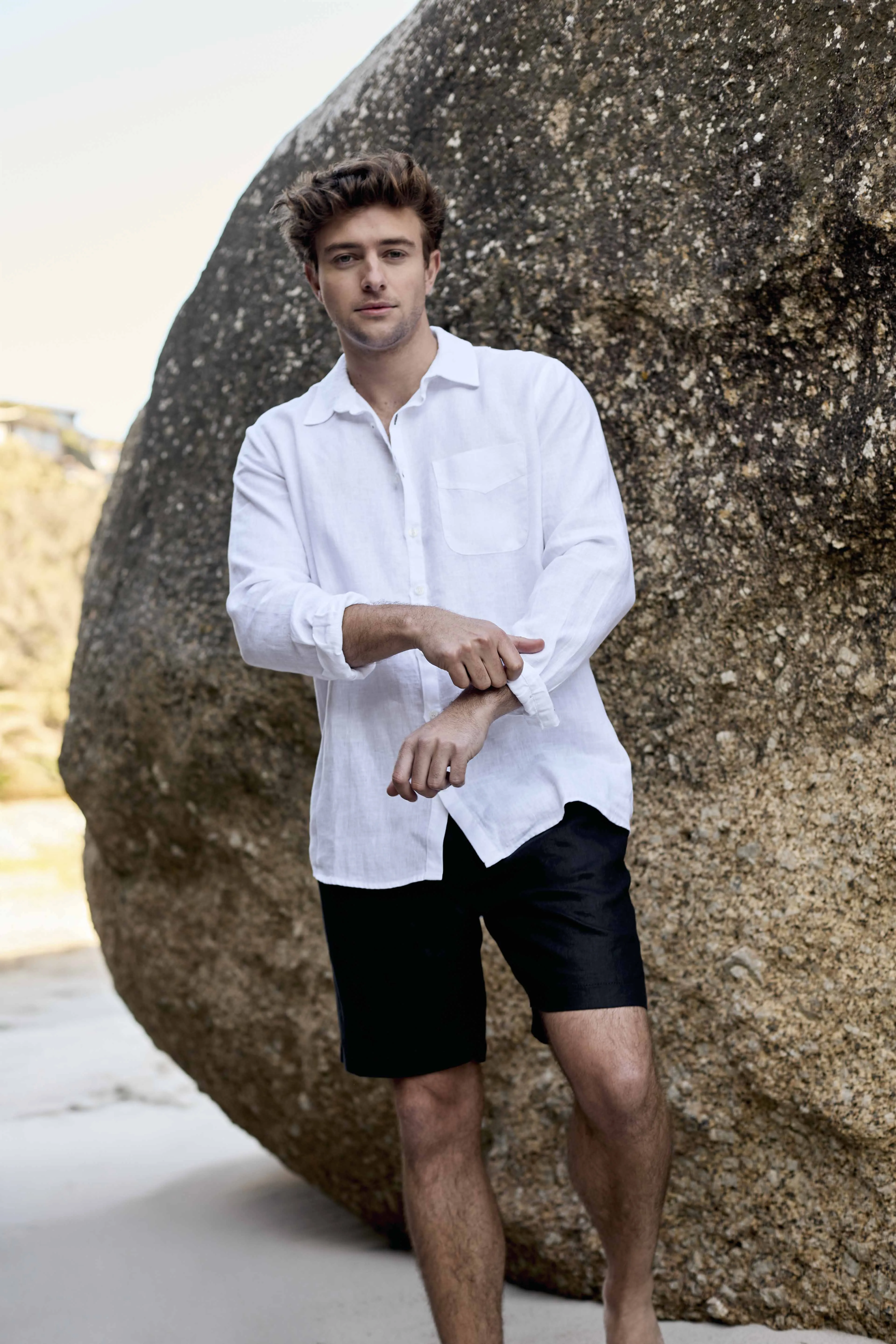 Mens Linen Shorts | Black
