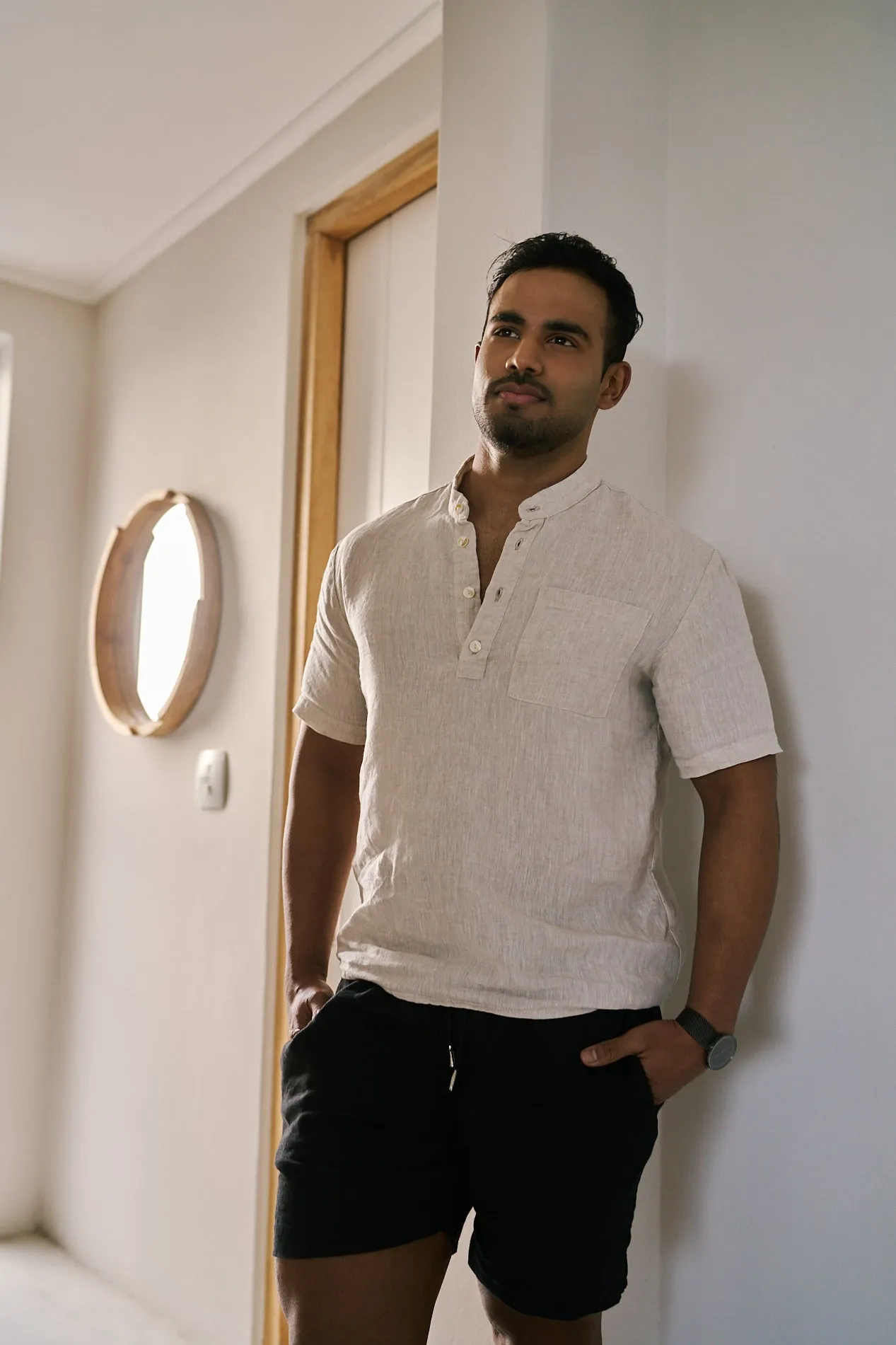 Mens Linen Shorts | Black