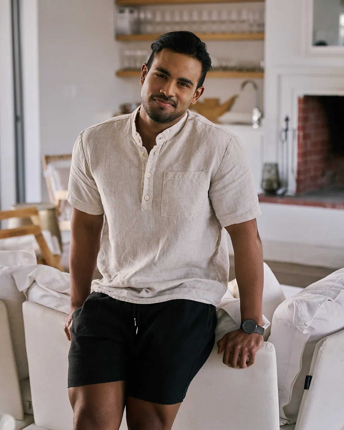 Mens Linen Shorts | Black