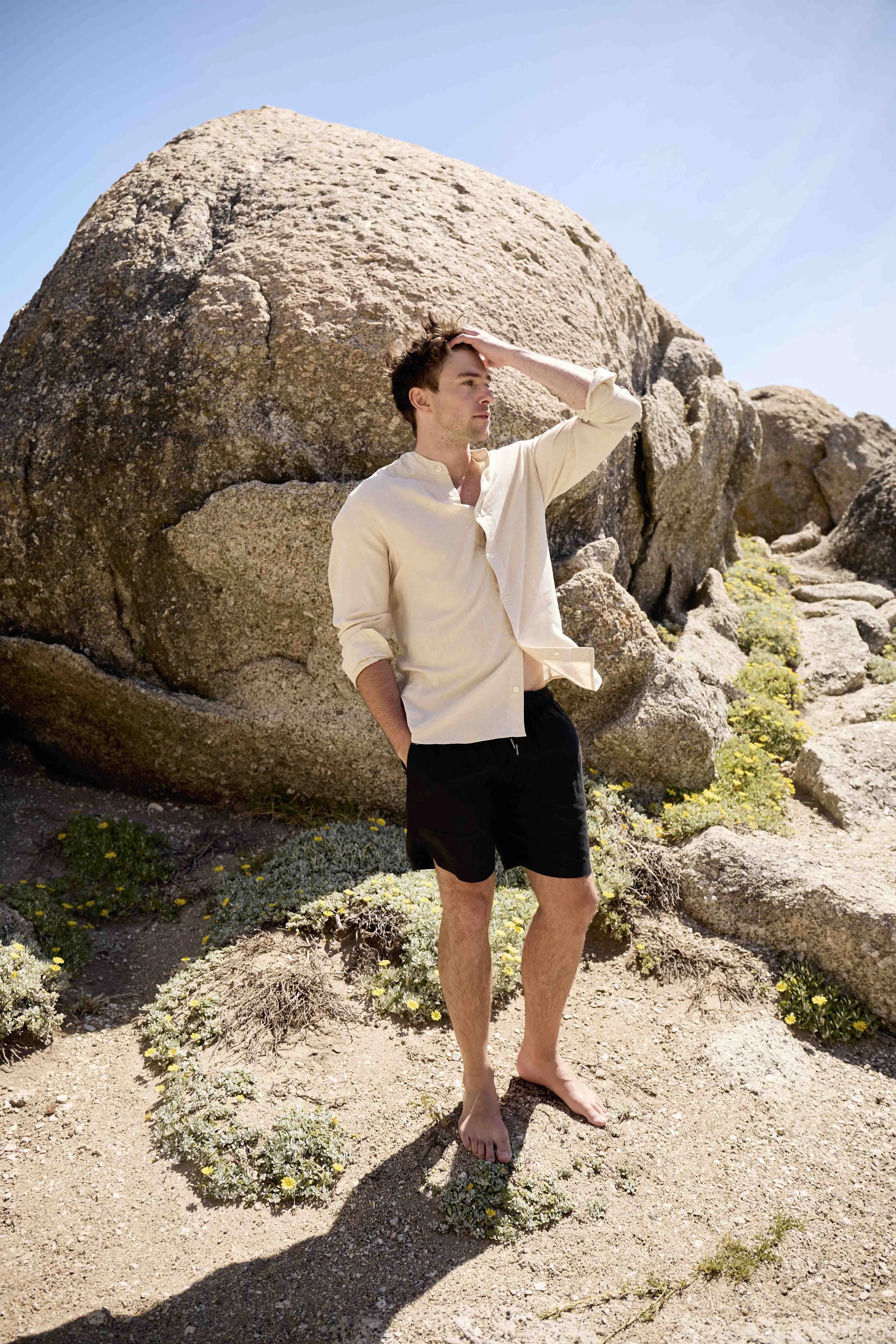 Mens Linen Shorts | Black