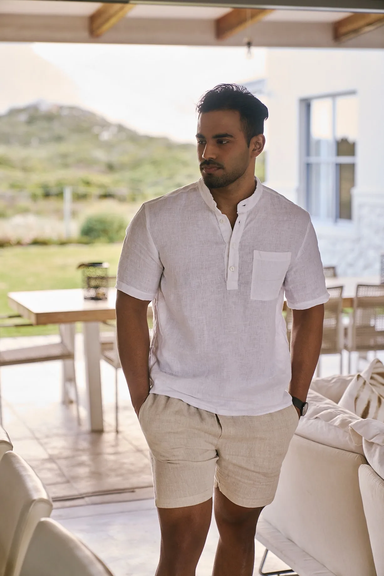 Mens Linen Shorts | Natural