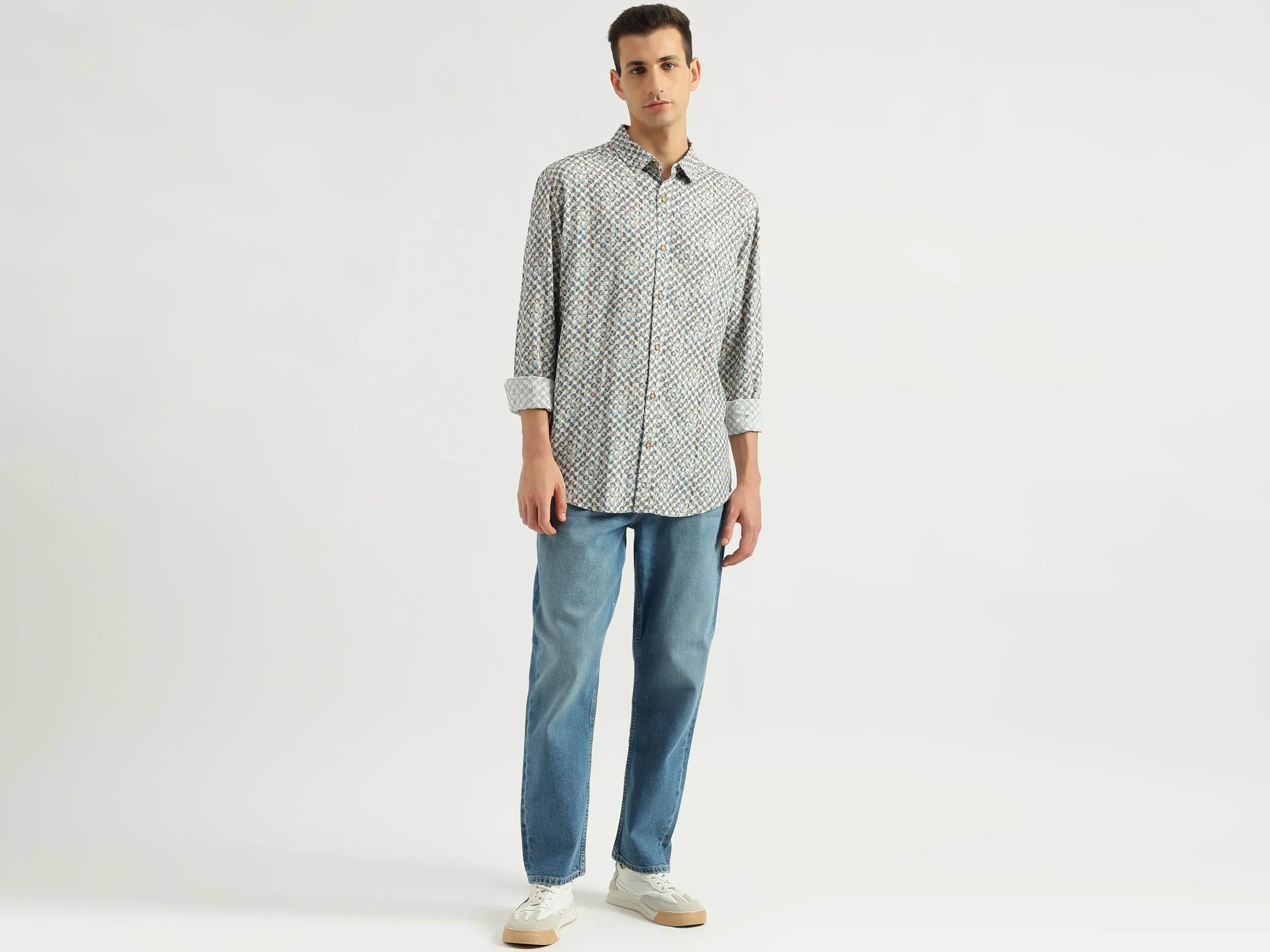 Men's Slim Fit Spread Collar Printed Shirts