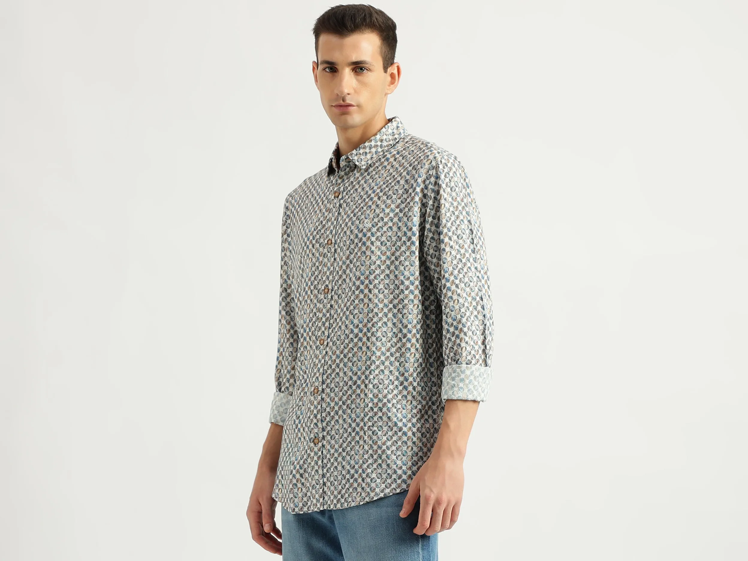 Men's Slim Fit Spread Collar Printed Shirts