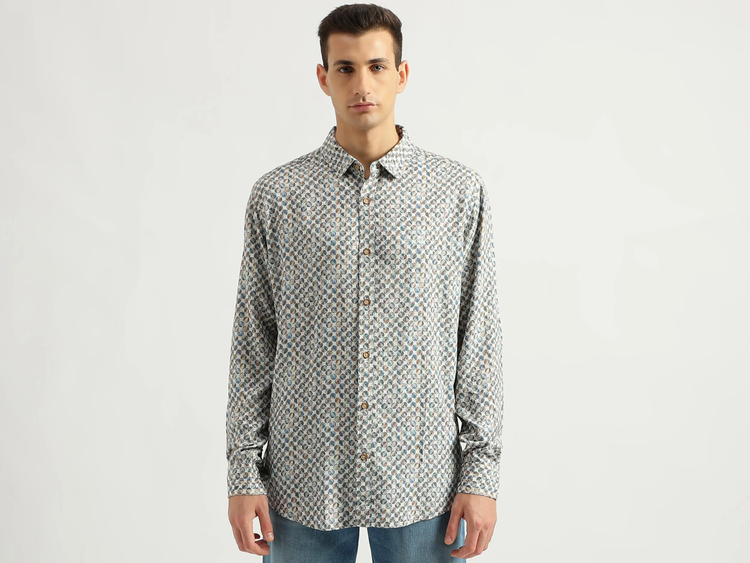 Men's Slim Fit Spread Collar Printed Shirts