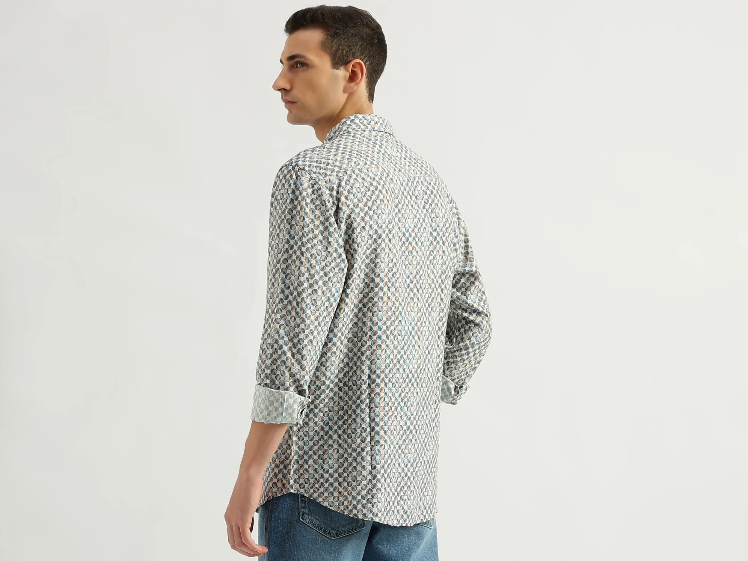Men's Slim Fit Spread Collar Printed Shirts