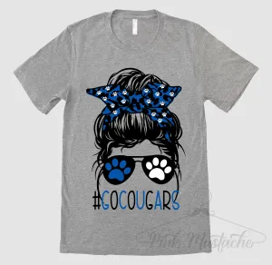 Messy Bun Go Cougars Soft Style School Tee