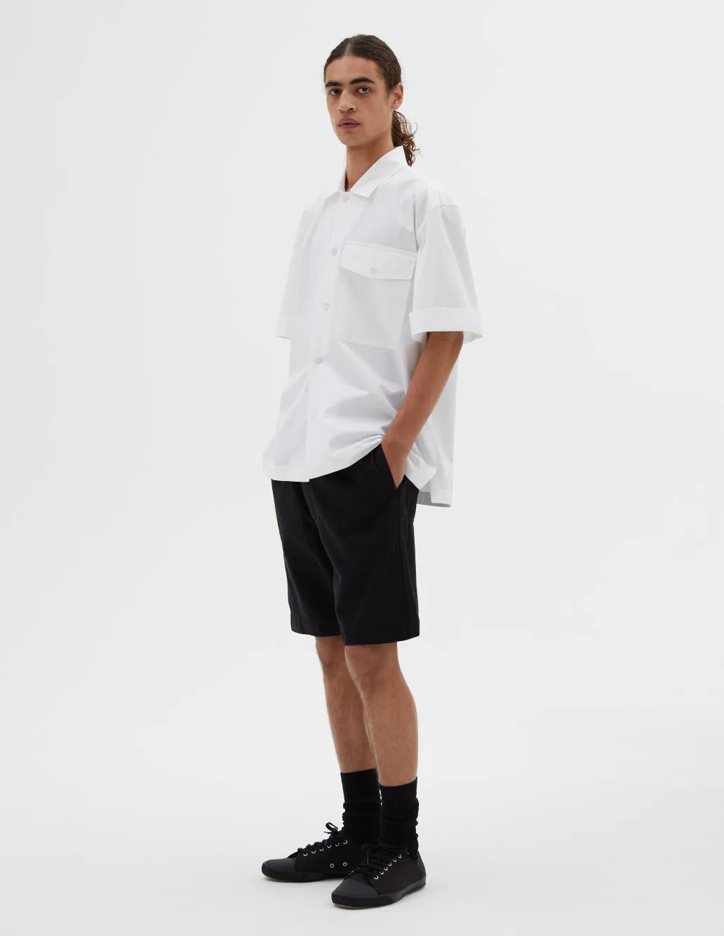 MHL SS Flap Pocket  Shirt Fine Cotton White