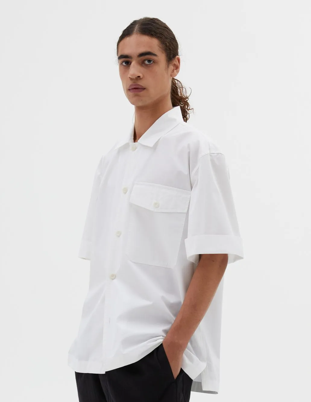 MHL SS Flap Pocket  Shirt Fine Cotton White