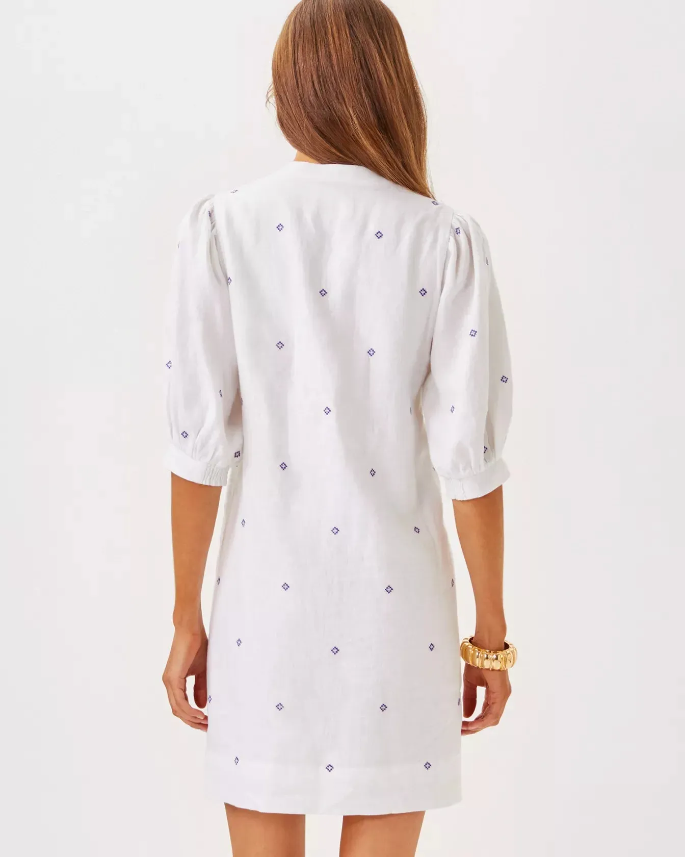 MIALEIGH ELBOW SLEEVE LINEN DRESS