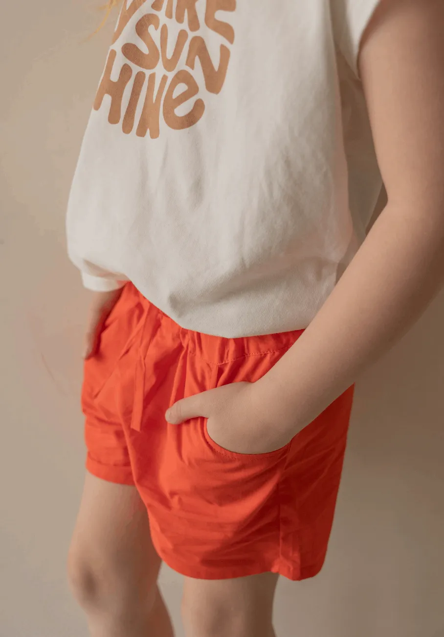 Miann & Co Kids - Elastic Waist Shorts - Tomato