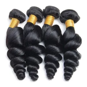 Modern Show Long Loose Wave Human Hair 4 Bundles Natural Black Color 28 Inch Brazilian Hair Weave