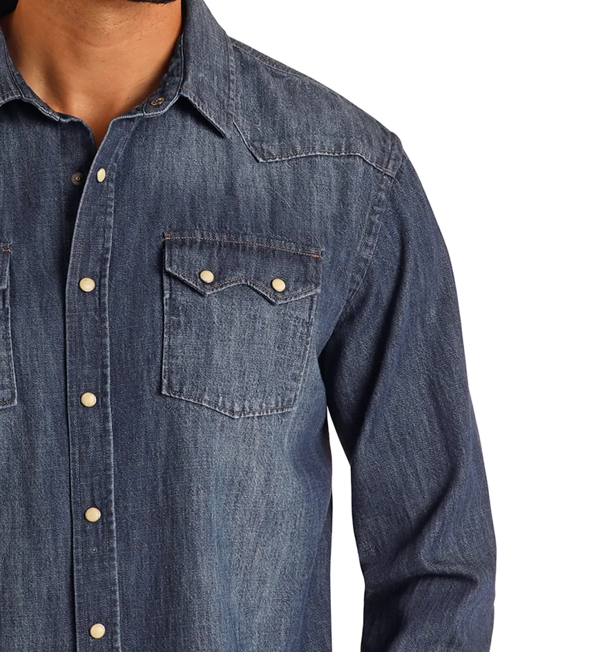 Modern Vintage Denim Long Sleeve Snap Shirt