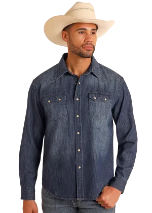 Modern Vintage Denim Long Sleeve Snap Shirt