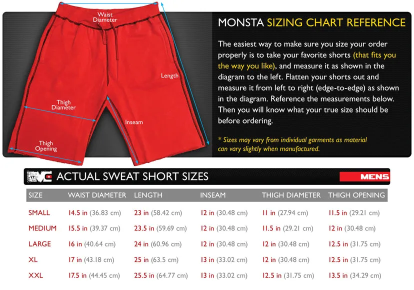 Monsta Clothing Co. Men's Sweat Shorts Workout Embrace Pain