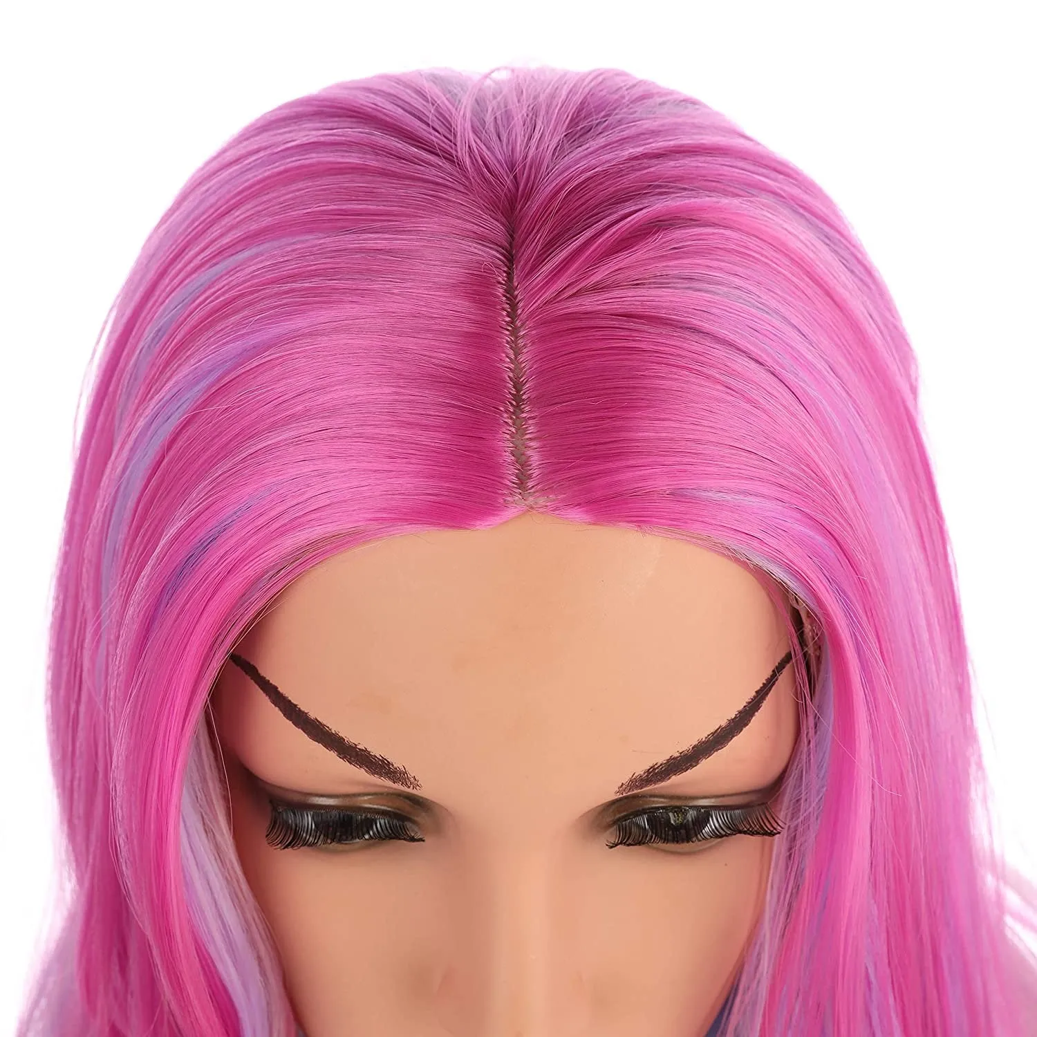 Multi-Color Pastel Rainbow | Charming Lolita | Rave Party | Pink and Light Lavender | Mixed Ombre 24" | Cosplay, Drag Queen Hair, Luxury Wig