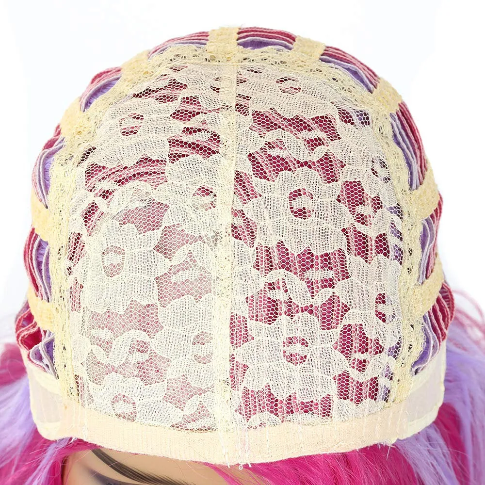 Multi-Color Pastel Rainbow | Charming Lolita | Rave Party | Pink and Light Lavender | Mixed Ombre 24" | Cosplay, Drag Queen Hair, Luxury Wig
