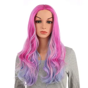 Multi-Color Pastel Rainbow | Charming Lolita | Rave Party | Pink and Light Lavender | Mixed Ombre 24" | Cosplay, Drag Queen Hair, Luxury Wig