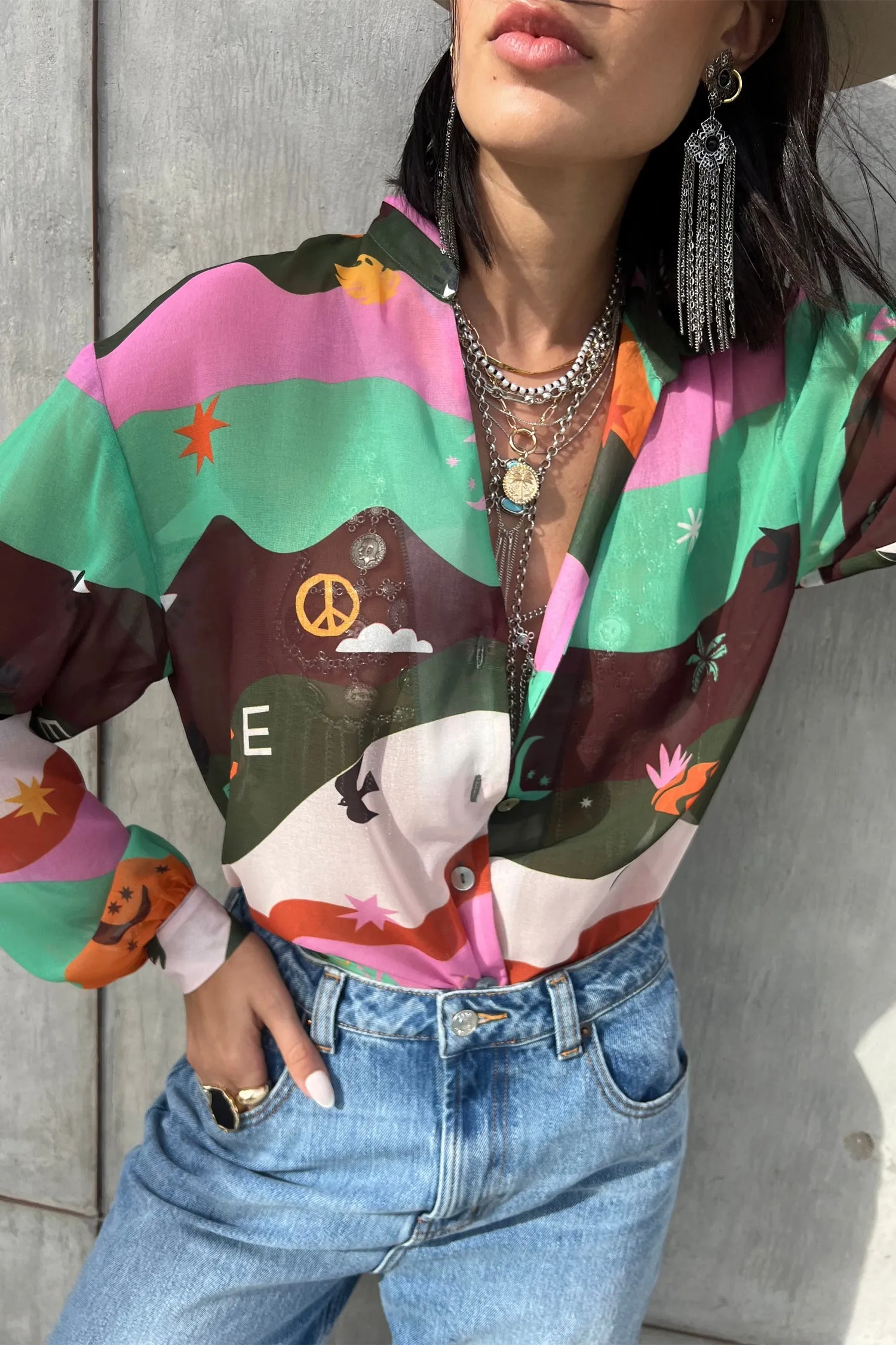 Multi Peace And Love Oversized Shirt