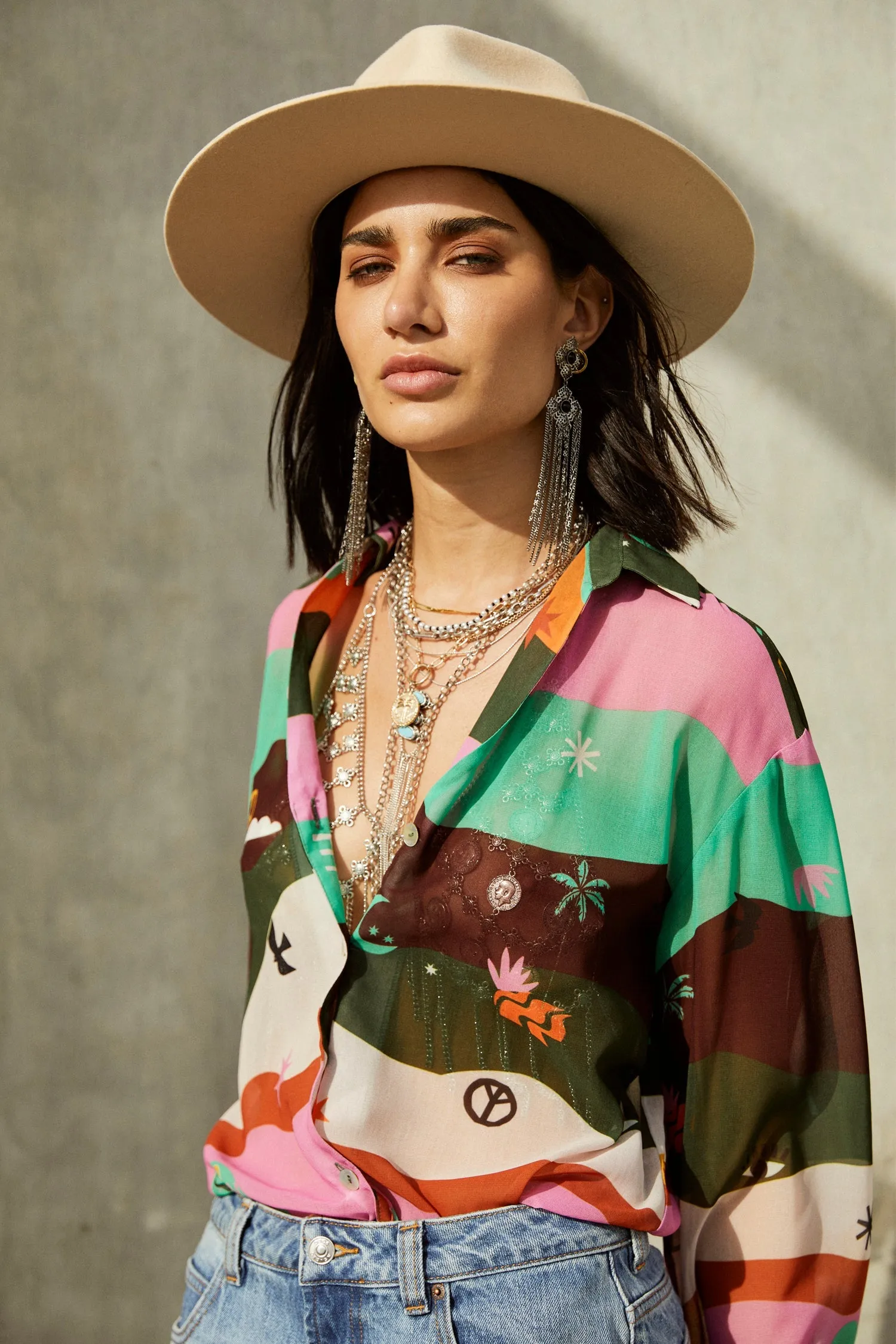 Multi Peace And Love Oversized Shirt
