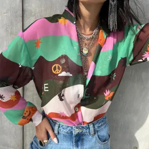 Multi Peace And Love Oversized Shirt