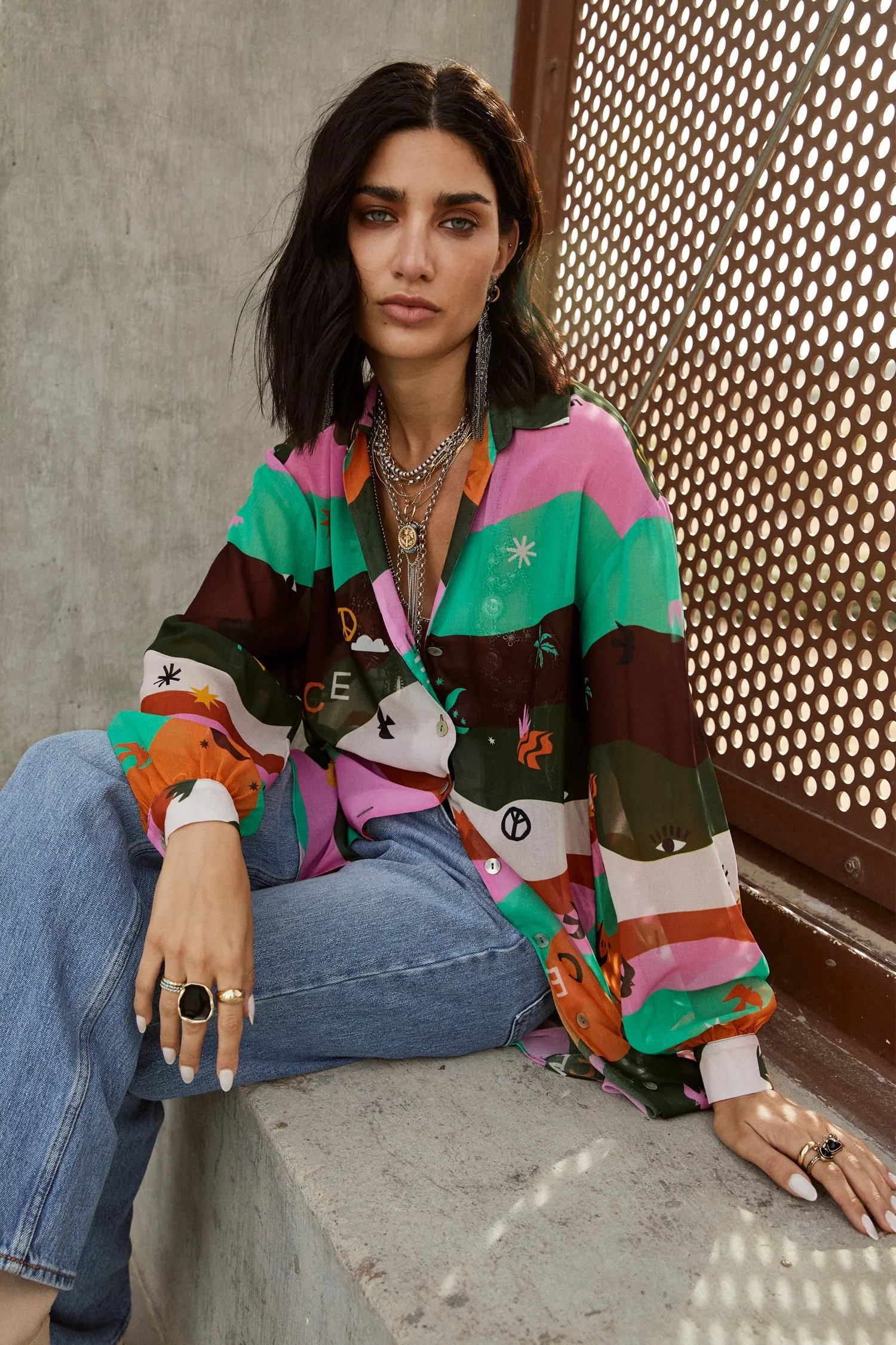 Multi Peace And Love Oversized Shirt