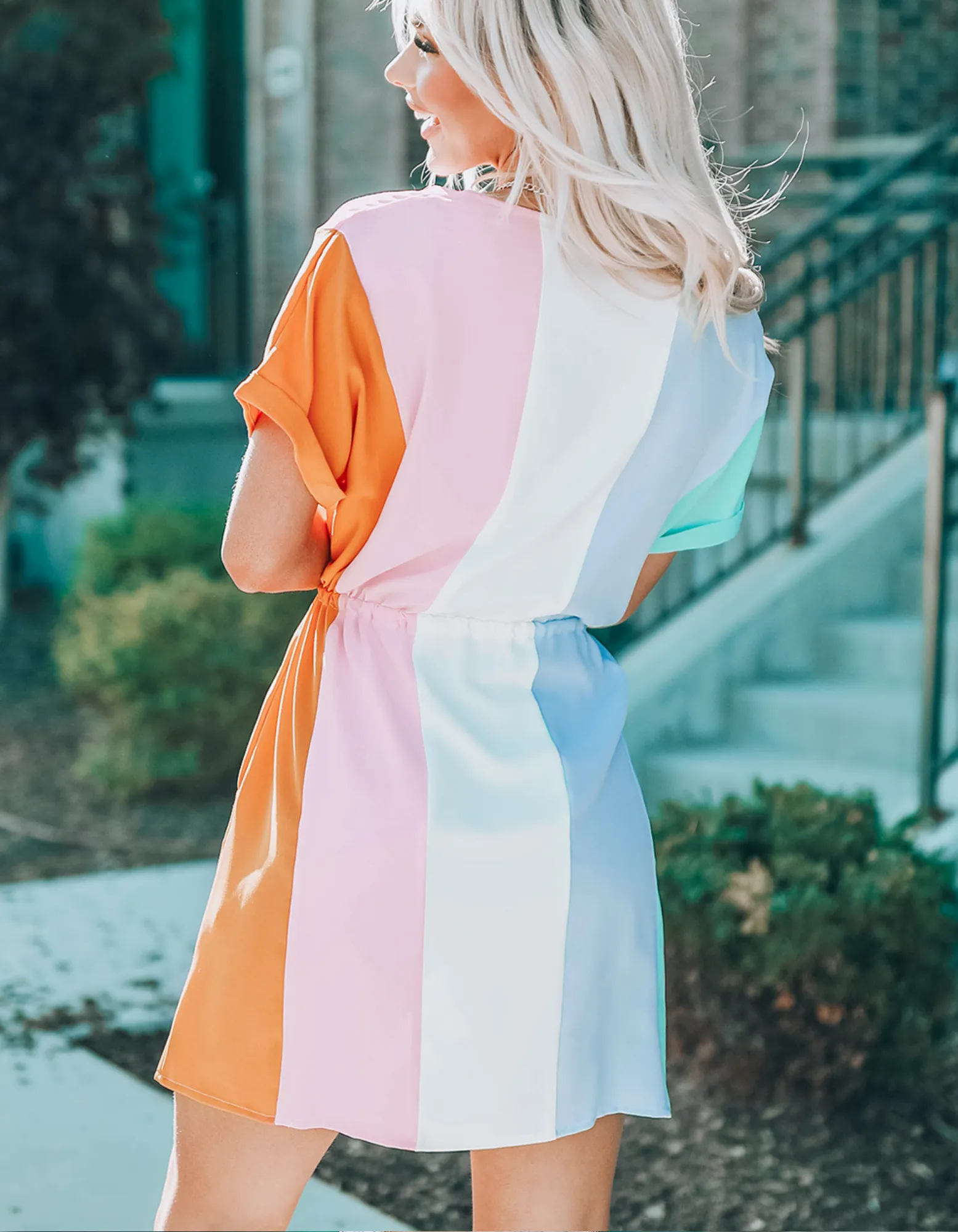 Multicolor Easter Sunday Dress with Tie Waist