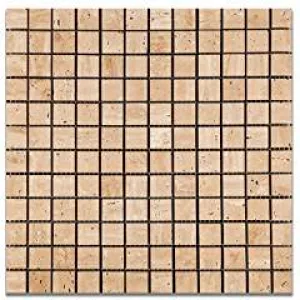 Mut Mocha Travertine 1 X 1 Polished Mosaic Tile - Box of 5 Sheets